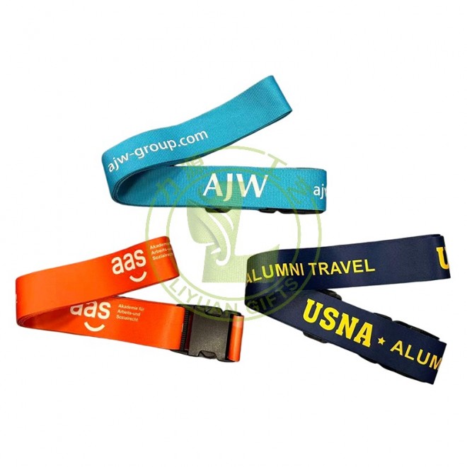 Custom Silk Printing Logo Adjustable Eco-friendly 5*180cm Polyester Travel Case TSA Lock Buckle Suitcase Belt Luggage Strap