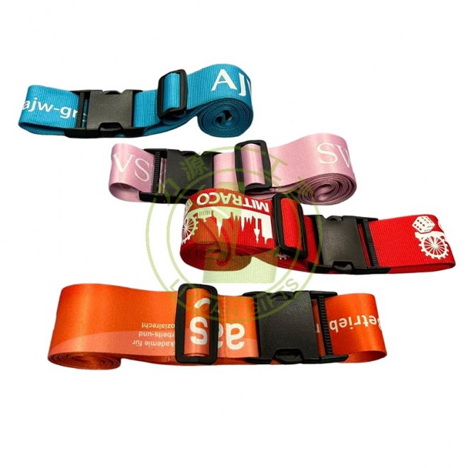 Custom Silk Printing Logo Adjustable Eco-friendly 5*180cm Polyester Travel Case TSA Lock Buckle Suitcase Belt Luggage Strap