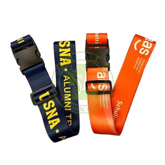 Custom Silk Printing Logo Adjustable Eco-friendly 5*180cm Polyester Travel Case TSA Lock Buckle Suitcase Belt Luggage Strap