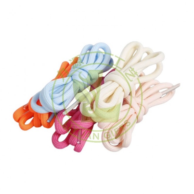 Custom Wholesale 4mm 9mm Two Color Single Side Fluorescent Cotton Printing Thick Oval Shoe Lace Oval Shoelaces for Sneakers