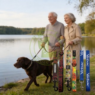 Factory Direct Sale Popular Polyester Dog Leash Set with Printed Collar and Ribbon Decorations for Daily Use Wholesale