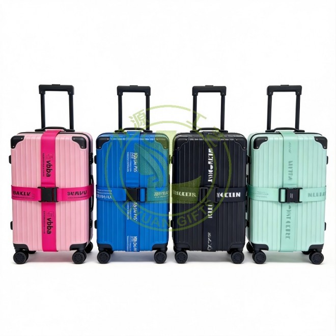 Customized Printed Adjustable Strong Extra Safety Travel Suitcase Luggage Baggage Straps Tie Belt Elastic Luggage Lashing Strap
