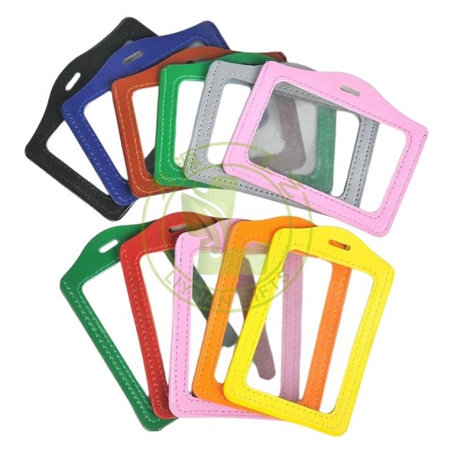 Dual-Sided Transparent PU Leather Credit Card Holder Bus IC Access Control Work Card Factory Sale for Promotional Business Gifts
