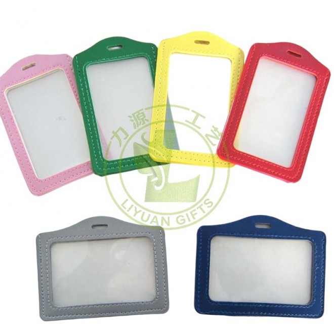 Dual-Sided Transparent PU Leather Credit Card Holder Bus IC Access Control Work Card Factory Sale for Promotional Business Gifts