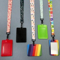 Custom Logo Polyester Lanyards with Card Holders Support ID Card & Badge Holder