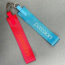 Factory Direct Lulu Style Logo Custom Jacquard Keychain Anti-lost Wristlet Woven Nylon Strap Key Chain for Keys