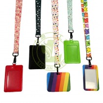Custom Logo Polyester Lanyards with Card Holders Support ID Card & Badge Holder
