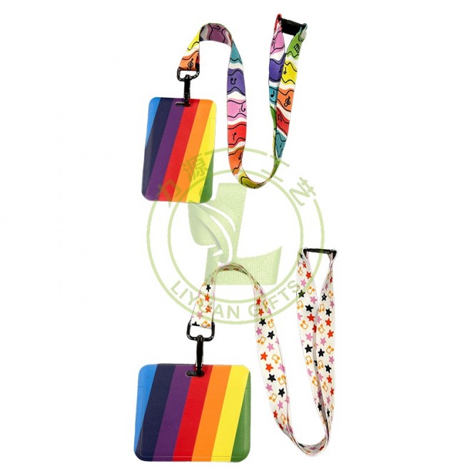 Custom Logo Polyester Lanyards with Card Holders Support ID Card & Badge Holder