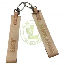 Wholesale Custom Cross-Border for Lulu-Style Key Lanyard Multi-Functional PU Leather Keychain Pendant Printed Logo Thermal