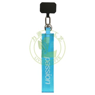 Factory Direct Lulu Style Logo Custom Jacquard Keychain Anti-lost Wristlet Woven Nylon Strap Key Chain for Keys