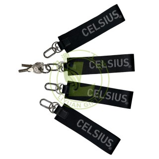 OEM LuLu Style Logo Custom Jacquard Keychain Thick Nylon Short Wrist Lanyard Anti-lost Keychain Not Easy to Break Not Rusting