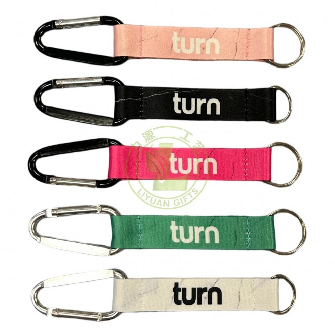 Wholesale High Quality Carabiner Keyring 3D Silk Printed Wrist Strap Custom Short Lanyard Keychain