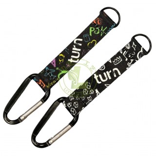 Wholesale High Quality Carabiner Keyring 3D Silk Printed Wrist Strap Custom Short Lanyard Keychain
