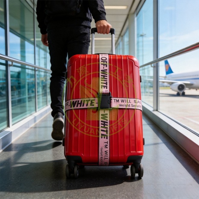 OEM Colorful Eco-Friendly High Quality Adjustable Polyester Webbing Luggage Strap Hook Loop Tape Suitcase Fastening Customized