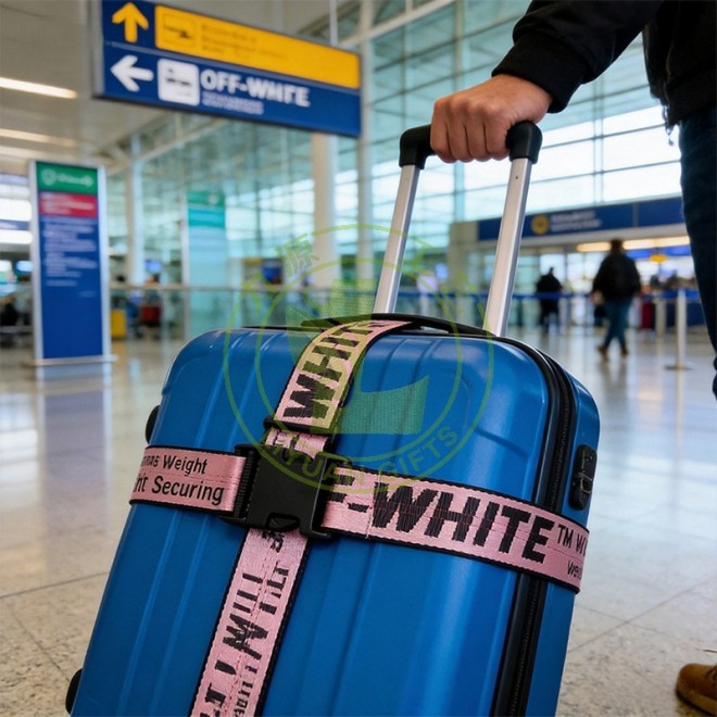 OEM Colorful Eco-Friendly High Quality Adjustable Polyester Webbing Luggage Strap Hook Loop Tape Suitcase Fastening Customized