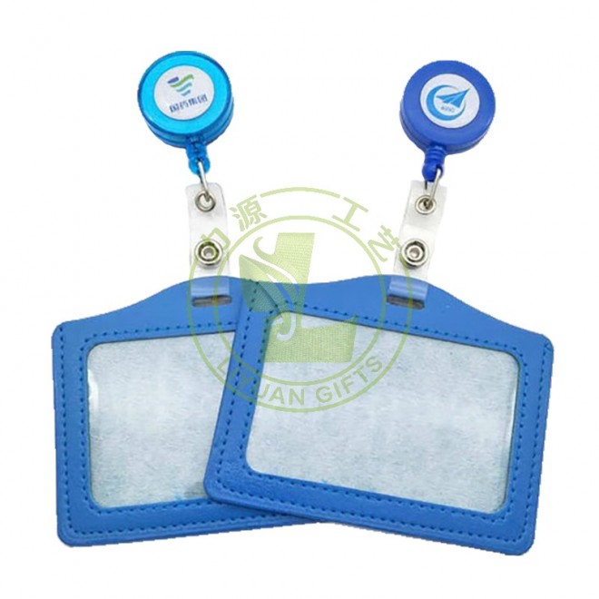 ABS Plastic Round Office Supplies Medical Name ID Card Retractable Badge Reels Holder With Clips