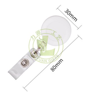 ABS Plastic Round Office Supplies Medical Name ID Card Retractable Badge Reels Holder With Clips