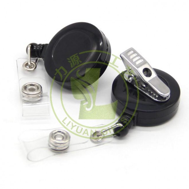 Round Retractable Badge Reel With Clip For ID Card Holder Office School Supplies Eco Friendly ABS Plastic 3cm
