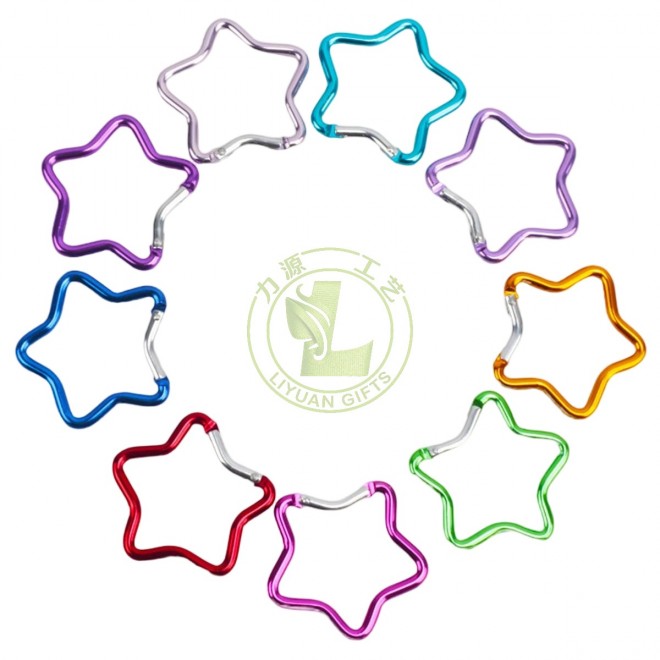 Camping Outdoor Backpack Colorful Star Shape Carabiner Aluminum Snap Quick Link Locking Karabiner Hanger Hook Buckle