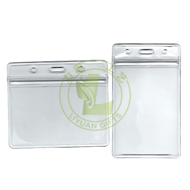 Hot Selling Vertical Transparent Sealed Waterproof ID Card Work Badge PVC Card Sleeve Lanyard With ID Card Badge Holder
