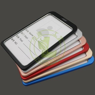 High Quality Aluminum Alloy ID Credit Card Holder Dual Transparent Side Metal ID Badge Holder