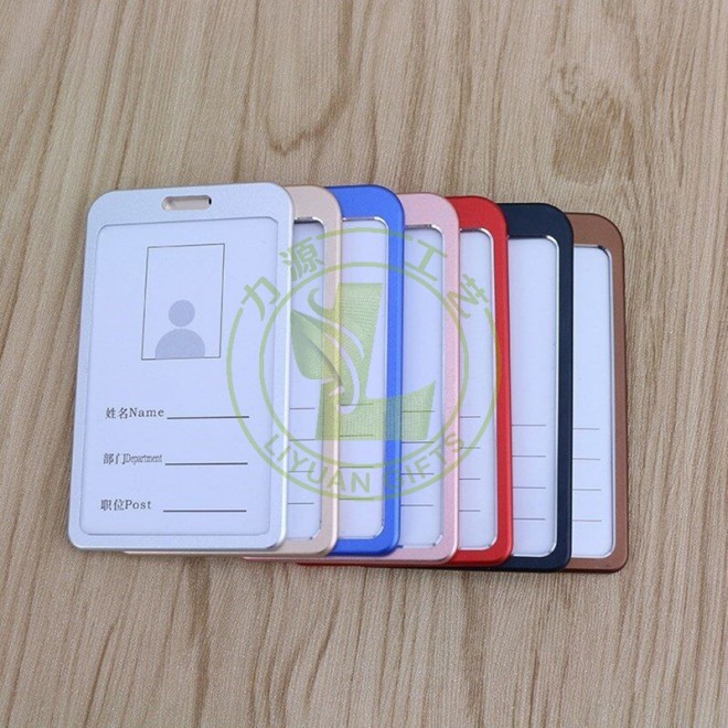 High Quality Aluminum Alloy ID Credit Card Holder Dual Transparent Side Metal ID Badge Holder