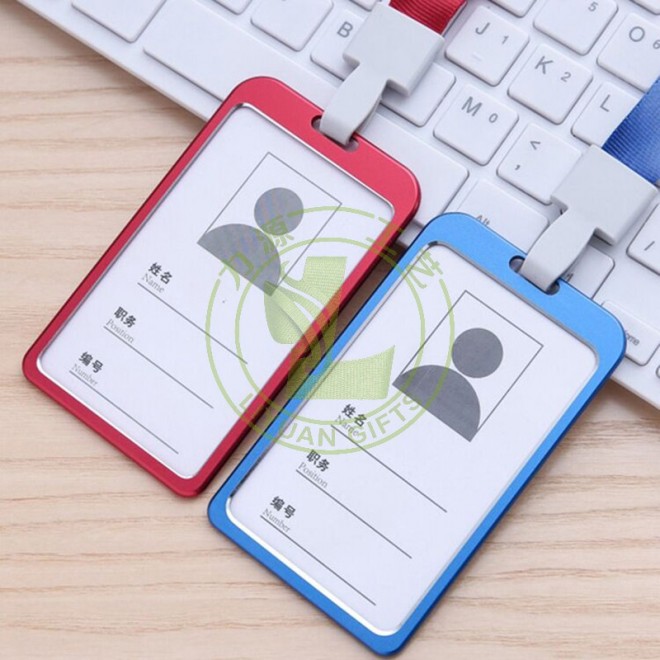High Quality Aluminum Alloy ID Credit Card Holder Dual Transparent Side Metal ID Badge Holder