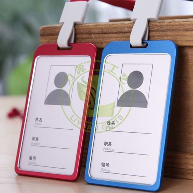 High Quality Aluminum Alloy ID Credit Card Holder Dual Transparent Side Metal ID Badge Holder