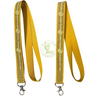 Factory Wholesale Custom Printed High Quality Gold & Silver Glitter Neck Strap Reflective Bling Silk Screen Printing Lanyards