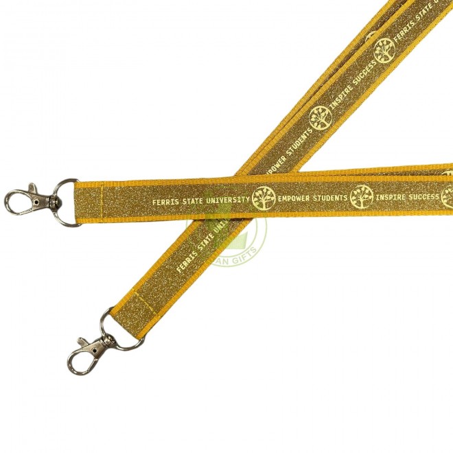 Factory Wholesale Custom Printed High Quality Gold & Silver Glitter Neck Strap Reflective Bling Silk Screen Printing Lanyards