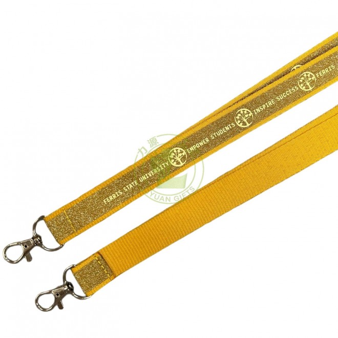 Factory Wholesale Custom Printed High Quality Gold & Silver Glitter Neck Strap Reflective Bling Silk Screen Printing Lanyards