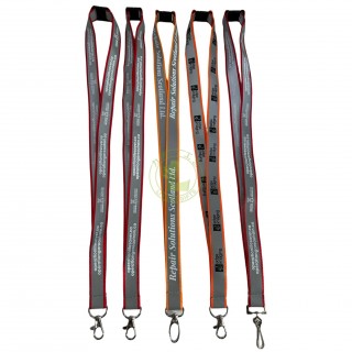 Custom High End Brand LOGO Reflective Strap Inner Width 2.5cm Double Layer Lanyards RPET Material Lanyard with Buckle And Safety Break
