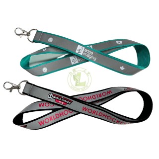 Wholesale Custom Own Logo Reflective Lanyard Luminescent Glitter Polyester Neck Strap with Silk Screen Printing