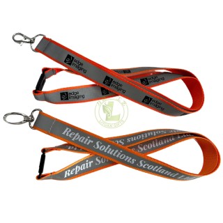 Wholesale Custom Own Logo Reflective Lanyard Luminescent Glitter Polyester Neck Strap with Silk Screen Printing