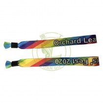 Custom Logo Name Printed Personalized Satin Wristbands Woven Fabric Bracelets