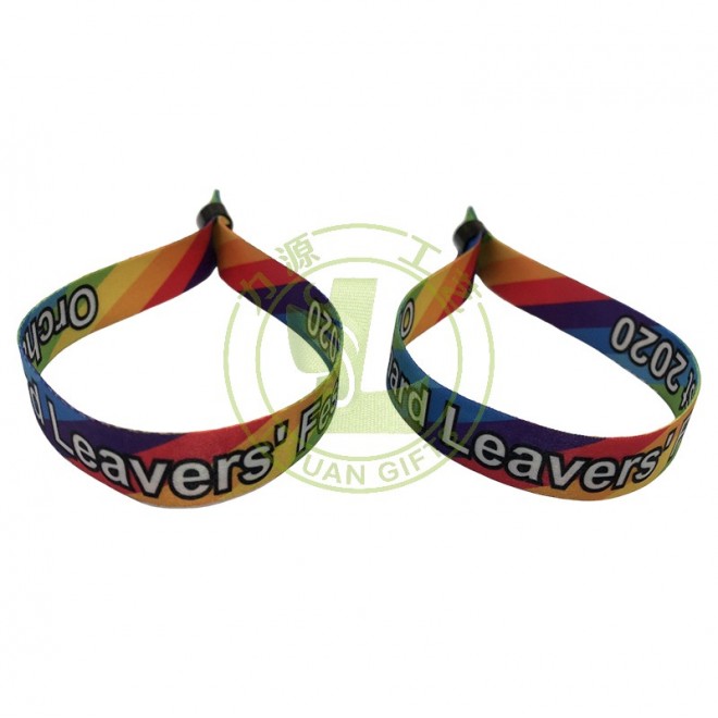 Custom Logo Name Printed Personalized Satin Wristbands Woven Fabric Bracelets