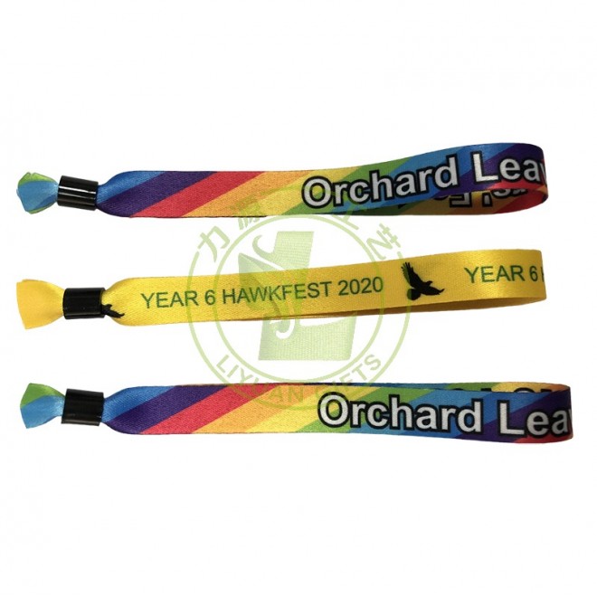 Custom Logo Name Printed Personalized Satin Wristbands Woven Fabric Bracelets