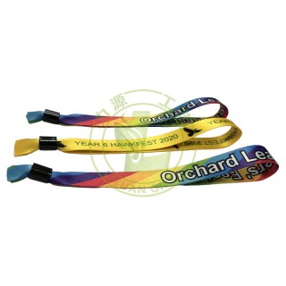Custom Logo Name Printed Personalized Satin Wristbands Woven Fabric Bracelets