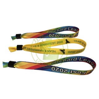 Custom Logo Name Printed Personalized Satin Wristbands Woven Fabric Bracelets