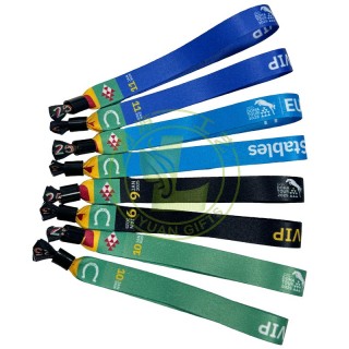 Eco Friendly Hot Sell High Quality Event Party Custom Hand Band Colorful Print With Slide Stopper Satin Ribbon Fabric Wristband