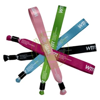 Eco Friendly Hot Sell High Quality Event Party Custom Hand Band Colorful Print With Slide Stopper Satin Ribbon Fabric Wristband