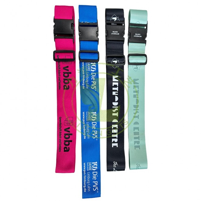 Customized Printed Adjustable Strong Extra Safety Travel Suitcase Luggage Baggage Straps Tie Belt Elastic Luggage Lashing Strap