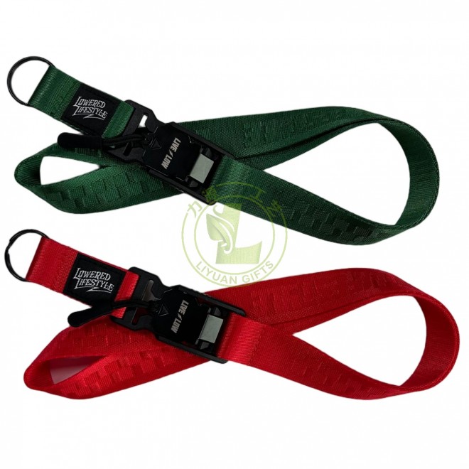 Direct Factory Eagle Hook Nylon Keychain Wristlet Lanyard Custom Logo Wrist Woven Short Strap Nylon Jacquard Lanyard with Magnetic Buckle And Keyring