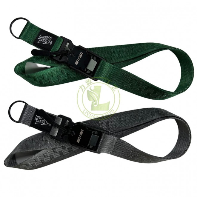 Direct Factory Eagle Hook Nylon Keychain Wristlet Lanyard Custom Logo Wrist Woven Short Strap Nylon Jacquard Lanyard with Magnetic Buckle And Keyring
