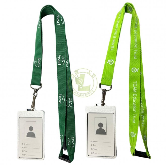 Aluminum Alloy ID Card Holder Badges and Name Badge Holder with Vertical with Custom Polyester Lanyard