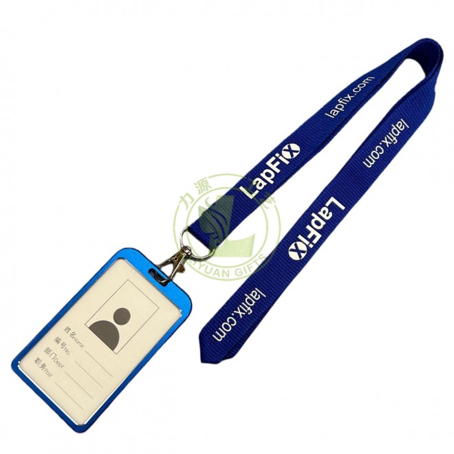 Aluminum Alloy ID Card Holder Badges and Name Badge Holder with Vertical with Custom Polyester Lanyard