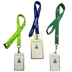 Aluminum Alloy ID Card Holder Badges and Name Badge Holder with Vertical with Custom Polyester Lanyard