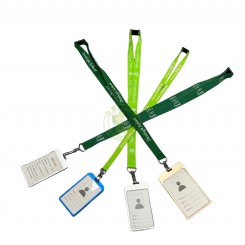 Aluminum Alloy ID Card Holder Badges and Name Badge Holder with Vertical with Custom Polyester Lanyard