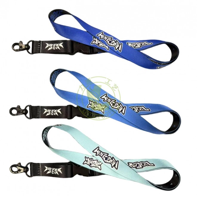 Personalized Full Color Sublimation Polyester ID Card Holder Lanyard with Durable Plastic Buckle and Safety Breakaway Hook Heat Transfer Printing Lanyard With Plastic Clip