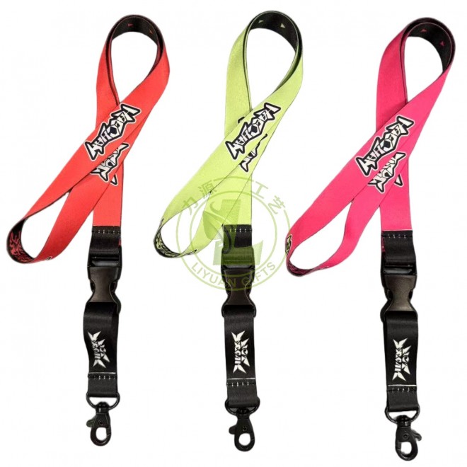 Personalized Full Color Sublimation Polyester ID Card Holder Lanyard with Durable Plastic Buckle and Safety Breakaway Hook Heat Transfer Printing Lanyard With Plastic Clip